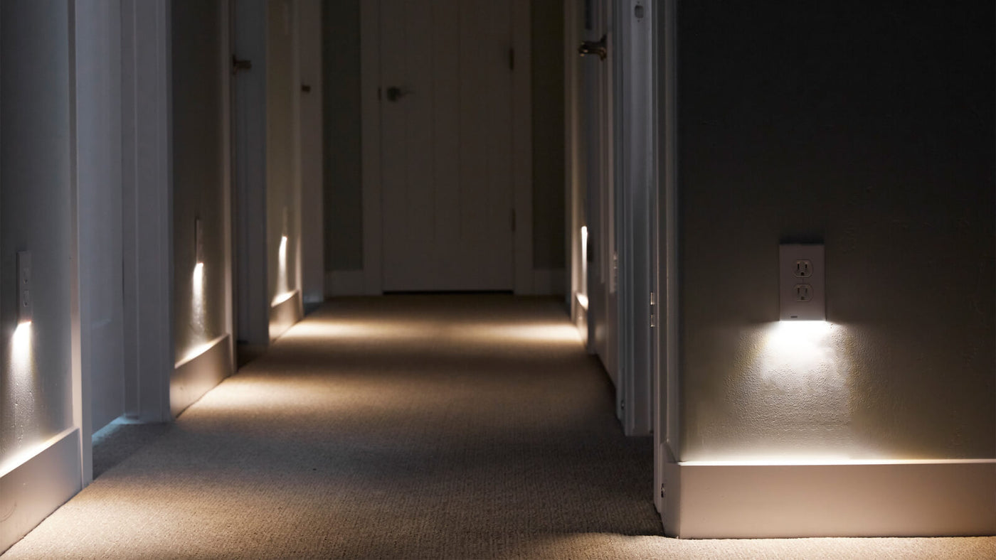 Dark hallway with lighting